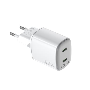 Celly UPTC2USBC45WWH chargeur d'appareils mobiles Universel Blanc Secteur Charge rapide Intérieure