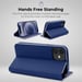 Funda Moozy Wallet para iPhone 12, iPhone 12 Pro, Carbono Azul Oscuro - Funda Flip Magnética con Protección Metálica de los Bordes y Tarjetero