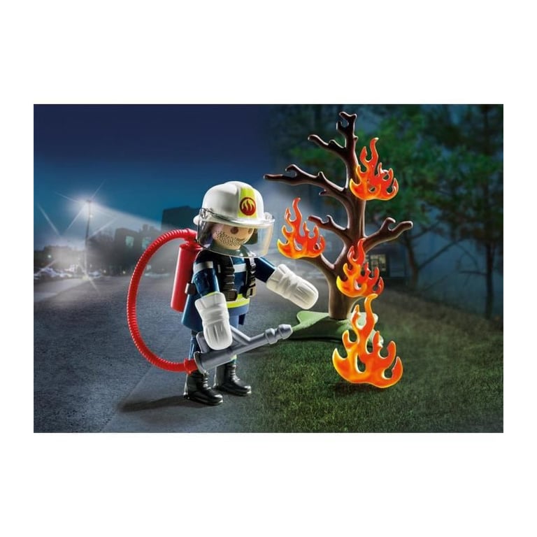 Playmobil 9093 Pompier Avec Arbre En Feu - vue 3
