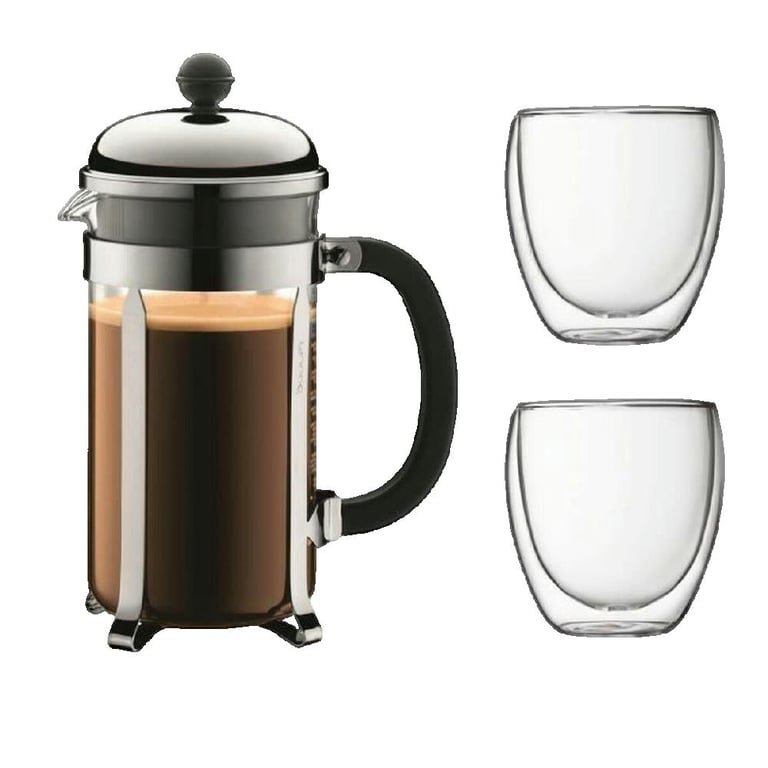 BODUM CHAMBORD Set cafetière à piston 8 tasses Avec 2 verres double paroi Pavina - vue 2