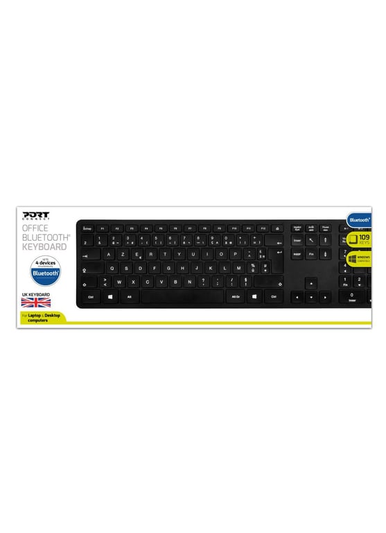 Port Designs 900903-UK clavier Bureau Bluetooth QWERTY Anglais britannique Noir - Neuf