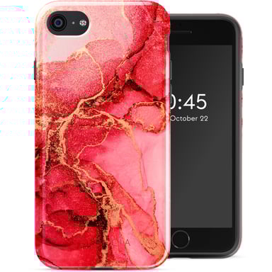 Selencia Coque arrière Vivid pour Apple iPhone SE (2022 / 2020) / 8 / 7 - Rosy Marble