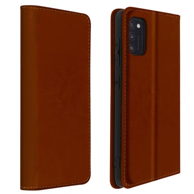 Étui pour Samsung Galaxy A41 Folio Cuir Véritable Porte-carte Support Vidéo Camel