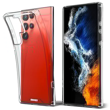 Moozy Xframe Coque antichoc pour Samsung S22 Ultra – Coque à bord transparent, coque hybride double couleur transparente avec bord en TPU absorbant les chocs