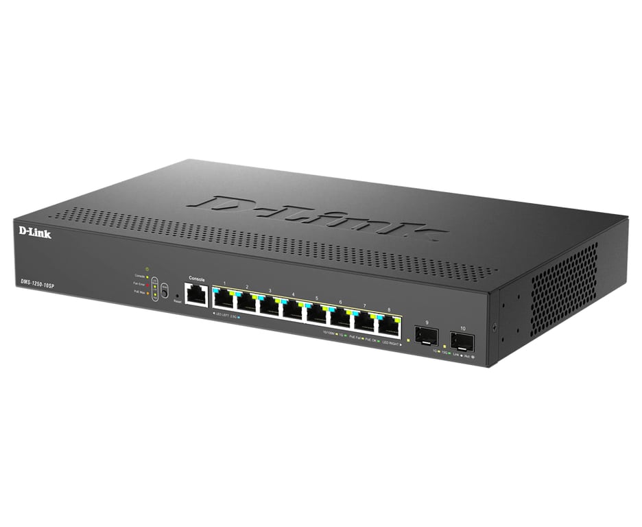 D Link DMS 1250 10SP Géré 2.5G Ethernet 10010002500 Connexion Ethernet supportant 'alimentation via ce port PoE Neuf - vue 3