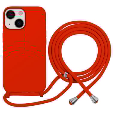 Coque pour iPhone 13 en TPU Premium Color Lace avec Cordon Tour de Cou Rouge