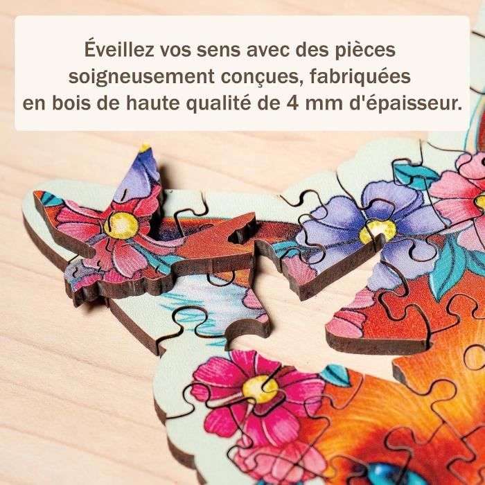 Puzzle en Bois Renard Coloré - 150 Pièces avec Figurines Uniques - Neuf