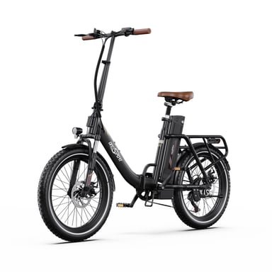 ONESPORT OT16-2 Vélo Électrique - 20'' Roues 250W Moteur 48V17Ah Batterie 60KM Autonomie Frein à Disque - Noir et Marron