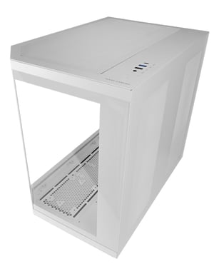 Mars Gaming MC-3TCORE, Caja Gaming Custom ATX, Triple Ventana Cristal Templado Extraíble, Cámara Dual, Semitorre Compatible con Placas Base de Conector Inverso, Soporte Refrigeración Líquida, Blanco