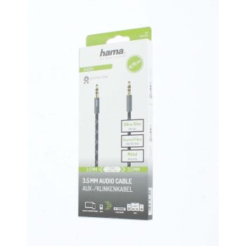 Cable de audio, clavija macho/clavija macho de 3,5 mm, estéreo, metal, chapado en oro, 0,75 m