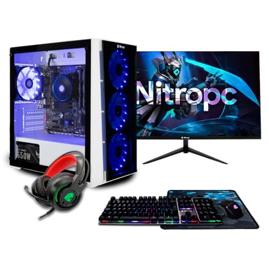 PC Gamer complet Nitropc Pack Bronze - AMD Ryzen 5 PRO 4650G, AMD Vega 7, RAM 16GB, M.2 1TB, Win11, WiFi - Écran 24'' FullHD et accessoires