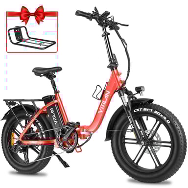 Bici elettrica pieghevole Vitilan U7 2.0 Step-thru 20'' Motore 750 W Batteria al litio rimovibile 48 V 20 Ah Freno a disco idraulico-Rosa