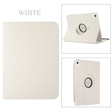 Housse blanche Apple iPad 10,9 pouces 2022 4G/5G  rotative 360 degres - Etui blanc coque protection  iPad 10eme generation  - Accessoires pochette