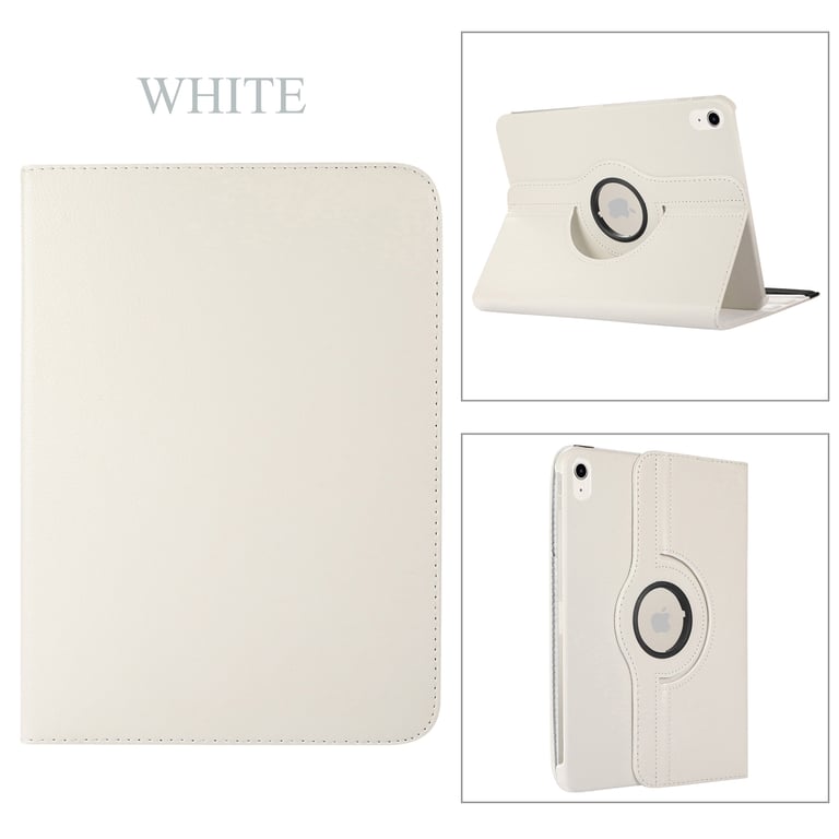 Housse blanche Apple iPad 10,9 pouces 2022 4G/5G rotative 360 degres - Etui  blanc coque protection iPad 10eme generation - Accessoires pochette - Xeptio