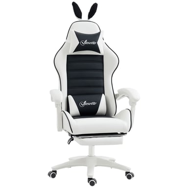 Roline Chaise Gamer Noire Oreilles de Lapin Fauteuil Ergonomique