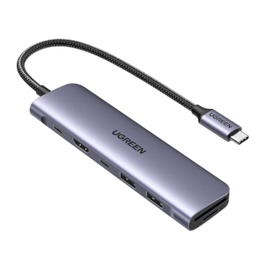 Ugreen 15214 base para portátil y replicador de puertos Alámbrico USB 3.2 Gen 1 (3.1 Gen 1) Type-C Lila, Metálico