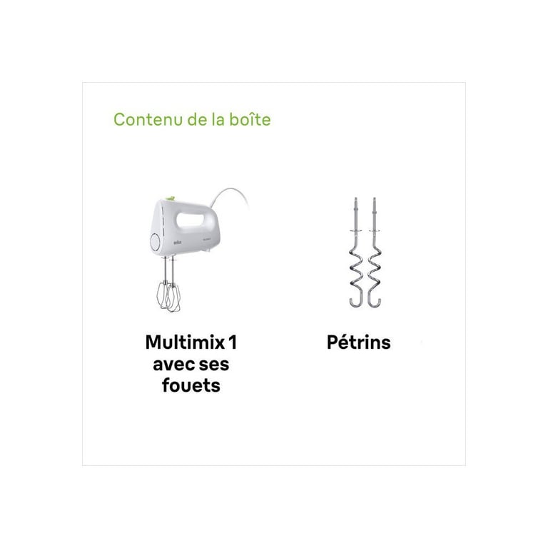Batteur à main Braun MultiMix1 HM1100 WH 4 vitesses + Turbo - vue 3