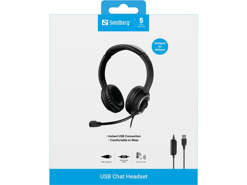 Casque USB Sandberg Chat Headset – Connexion USB, Microphone Binaural - vue 2