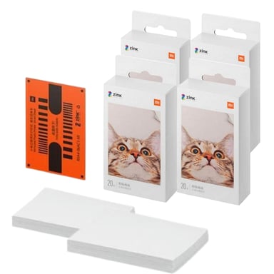 Pack 4 - Papier photographique Xiaomi pour imprimante Imprimante photo portable Xiaomi Mi 20 unités