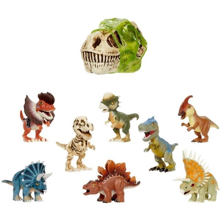 GrossMos - Tete de dinosaure géante - Découvre tes mini dinosaures dans le slime - 4 modeles a collectionner - Aléatoire - Neuf