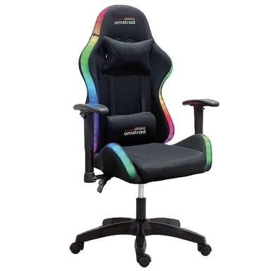 Fauteuil Gamer Amstrad AMS-LED-FUSION-BK LED 366 effets Télécommande Dossier inclinable Noir
