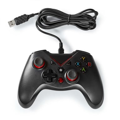 Manette de Jeu Filaire Alimenté USB-A avec 12 Boutons d'Action Noir