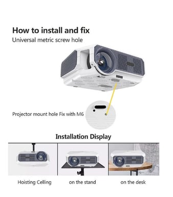 Proyector LED Full HD 1080p Transjee A4300 Pro | Resolución 1920*1080, Distancia de Proyección 1,38m - 5,7m, Tamaño de Proyección 45 pulgadas - 200 pulgadas, 4800 lúmenes