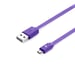 WE 1m Cable Plano Micro USB Reversible - Conector Ultra Resistente - Carga Rápida para Samsung Huawei Nexus Sony - Morado