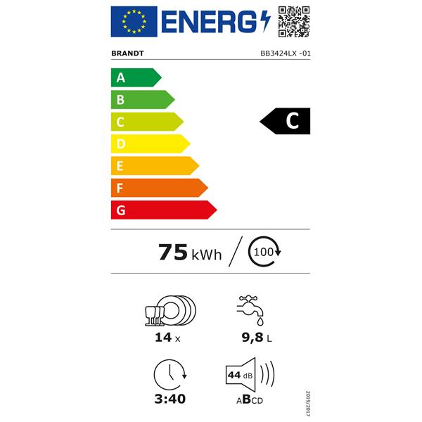 Lave-Vaisselle Brandt BB3424LX – 14 Couverts 44 dB Intégrable - vue 6