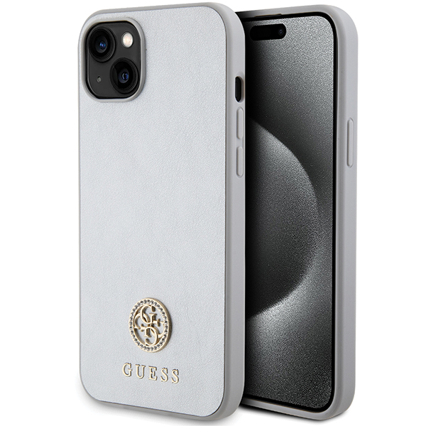 Étui Guess Strass Metal Logo pour iPhone 15 Plus, argenté - Neuf