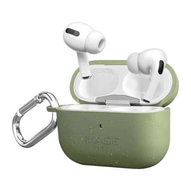 Carcasa antibacteriana vegana orgánica 100% cero residuos para los AirPods Pro de Apple, verde oliva