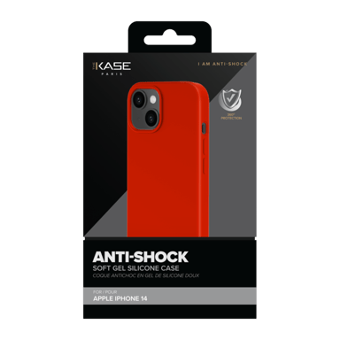 Coque antichoc en gel de silicone doux pour Apple iPhone 14, Rouge Ardent