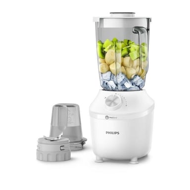 Frullatore - PHILIPS - Serie 3000 HR2291/20 ? Bianco ? Capacità della ciotola in vetro 1,25L ? 2 velocità ? 600W