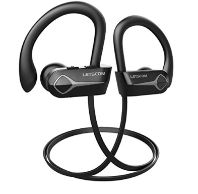 Letscom U8L Auricular Bluetooth - 15 horas de duración de la batería, IPX7 impermeable 5.0 auricular inalámbrico ideal para el deporte, correr, el trabajo y la oficina en casa