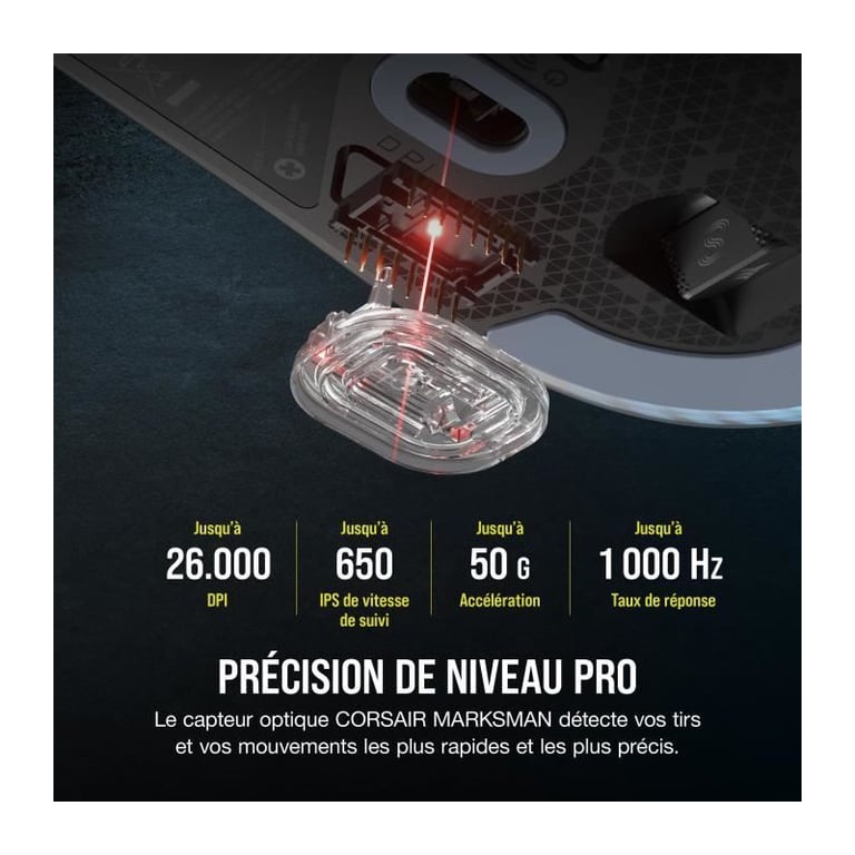 Corsair M75 souris Gaming Ambidextre RF sans fil Optique 26000 DPI - Neuf