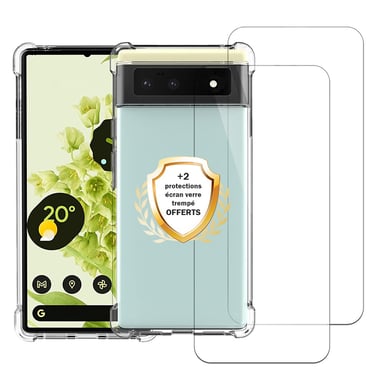 EVETANE Copertura in silicone Google Pixel 6 Angoli rinforzati antiurto + 2 pannelli in vetro temperato Protezione schermo