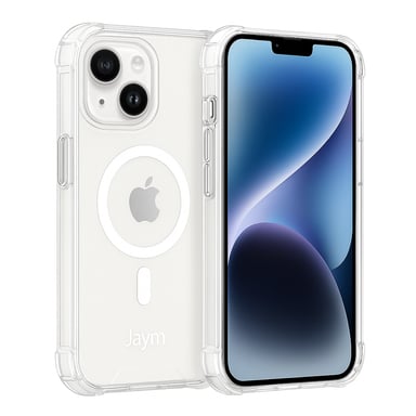 JAYM - Custodia rinforzata per Apple iPhone 15 (compatibile con Magsafe) - Flessibile e resistente - Certificata per caduta da 2 metri - Trasparente