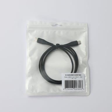 Câble USB-C/USB-C 2.0 Male/Male - 45W - Longueur 1M - Noir - en sachet - Neuf