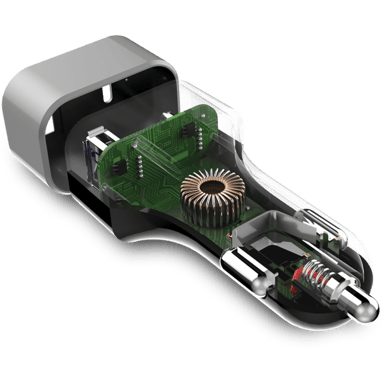 Chargeur universel de voiture double port charge rapide 48W (Power Delivery), Noir