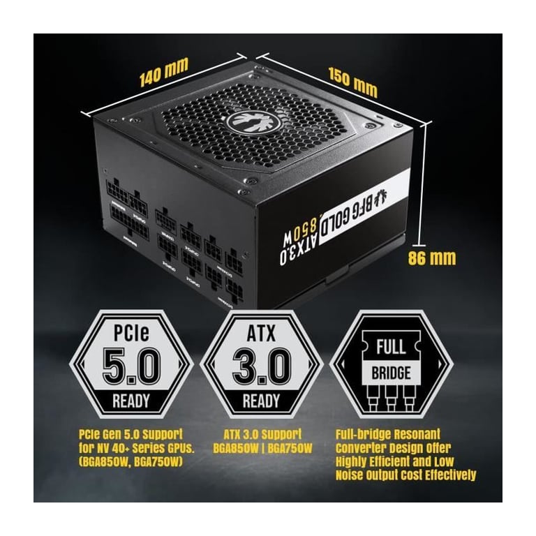 BITFENIX BFG GOLD 80+ Gold ATX 3.0 Alimentation PC - vue 4