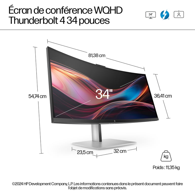 HP Series 7 Pro Écran de conférence WQHD 34 pouces 734pm Neuf - vue 2