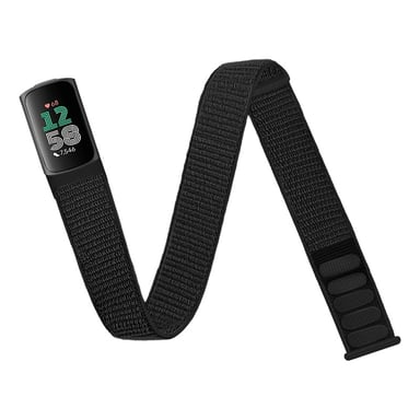 Cómoda pulsera de nailon para Fitbit Charge 5/6 Black