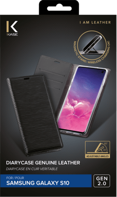 Diarycase 2.0 Custodia a conchiglia in vera pelle con supporto magnetico per Samsung Galaxy S10, Midnight Black