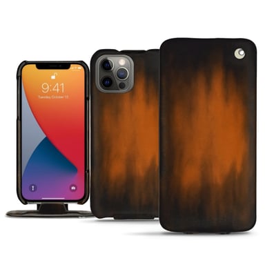 Funda de piel Apple iPhone 13 Pro - Solapa vertical - Marrón - Piel patinada