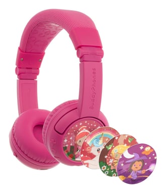 BuddyPhones Play+ Cuffia cablata e wireless per chiamate/musica rosa, rosa