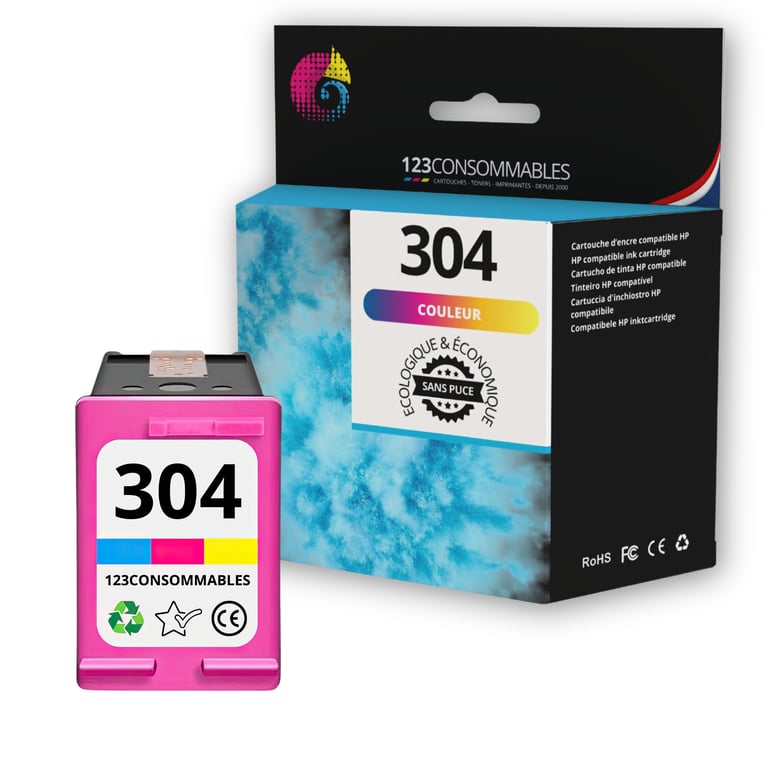 123CONSOMMABLES 304 Cartouches d'encre Compatible avec HP 304 Couleur pour Cartouche Encre 304 pour HP Deskjet 3760 2620 2625 2630 2635 2655 3700 3720 3755 Envy 5010 5020 5030 5032 sans puce Neuf