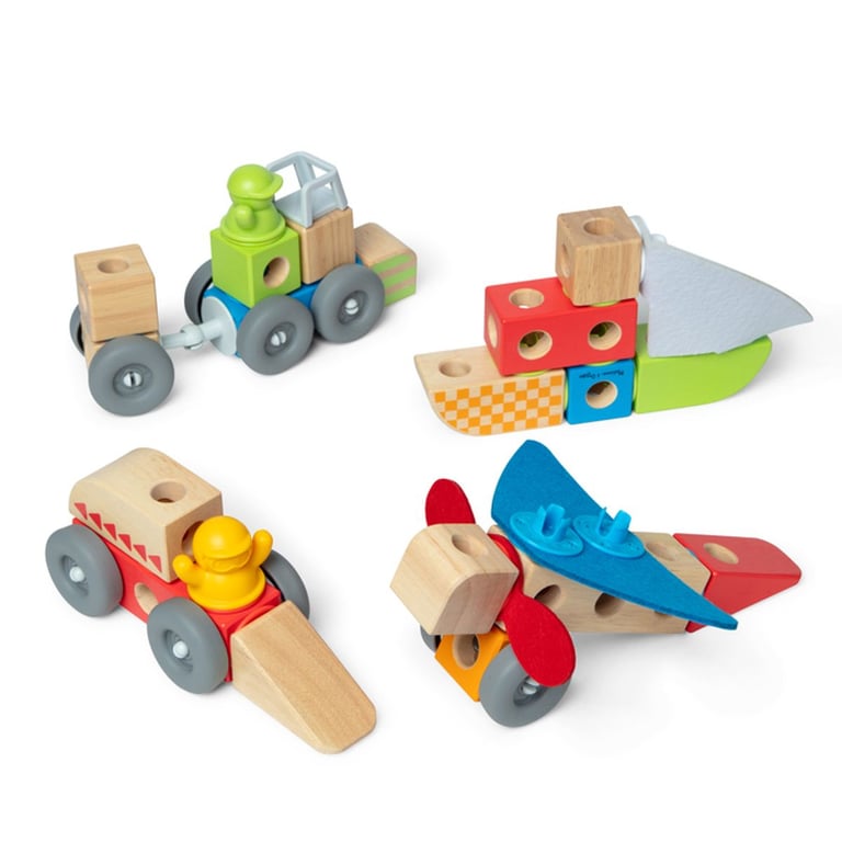 Melissa & Doug Blockables à emboîter véhicules Coffret de Blocs en Bois de Construction à Assembler et mélanger pour Les Tout Petits 54 pièces - vue 4