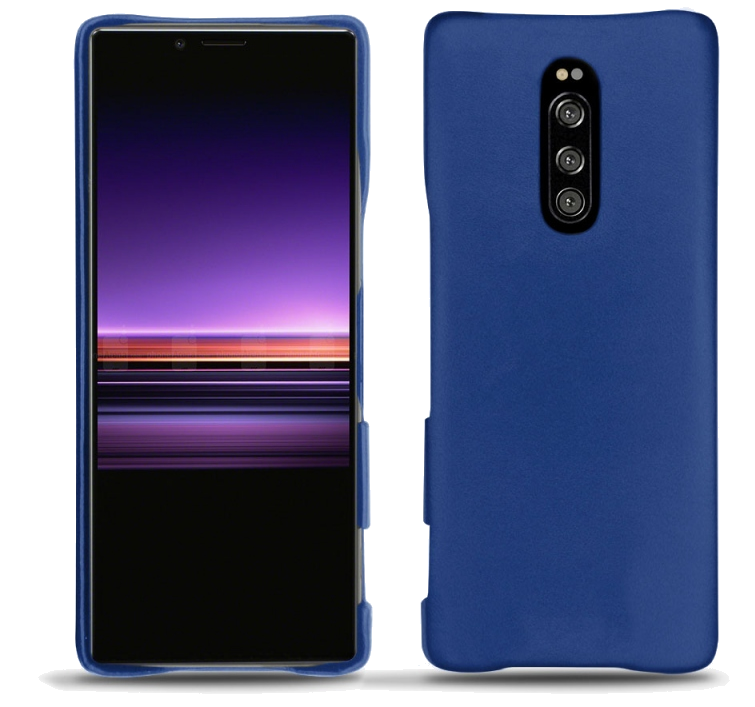Coque cuir Sony Xperia 1 - Coque arrièreBleu