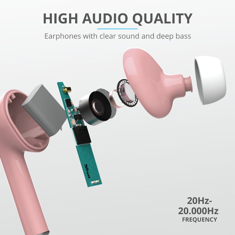 Trust Nika Casque True Wireless Stereo (TWS) Ecouteurs Appels/Musique Bluetooth Rose