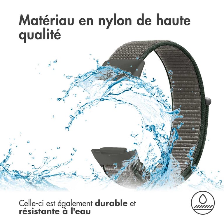 imoshion Bracelet en nylon pour Fitbit Charge 5 - Taille L - Gris foncé - Neuf